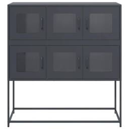 Berkfield Home Sideboard Anthracite 100.5x39x107 cm Cold-rolled Steel in Dark Grey - thumbnail 5