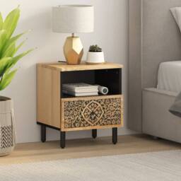 Berkfield Home Bedside Cabinet 40x33x46 cm Solid Wood Mango in Brown - Size: 40 x 33 x 46 cm - thumbnail 3