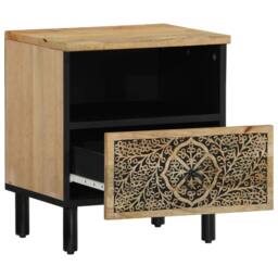 Berkfield Home Bedside Cabinet 40x33x46 cm Solid Wood Mango in Brown - Size: 40 x 33 x 46 cm - thumbnail 4