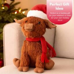Marco Paul Large Highland Cow Soft Plush Christmas Decoration - Hairy Hector in Brown - Size: 400g - thumbnail 7