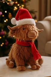 Marco Paul Large Highland Cow Soft Plush Christmas Decoration - Hairy Hector in Brown - Size: 400g - thumbnail 8