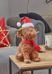 Marco Paul Large Highland Cow Soft Plush Christmas Decoration - Hairy Hector in Brown - Size: 400g - thumbnail 3