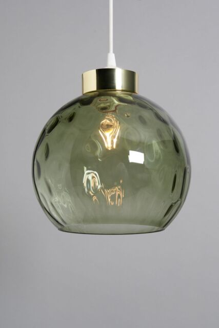 BHS Lighting Deana Dimpled Glass Ball Easy Fit Light Shade in Green - image 1