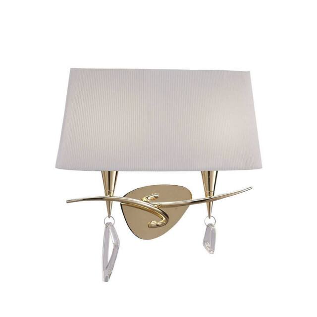 Netlighting Mara Wall Lamp Switched 2 Light E14 French Gold With Ivory White Shade - image 1