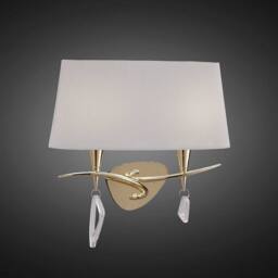 Netlighting Mara Wall Lamp Switched 2 Light E14 French Gold With Ivory White Shade - thumbnail 2