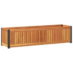 Berkfield Home Garden Planter 110x30x27.5 cm Solid Wood Acacia & Steel in Brown - thumbnail 2