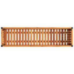 Berkfield Home Garden Planter 110x30x27.5 cm Solid Wood Acacia & Steel in Brown - thumbnail 7