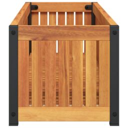 Berkfield Home Garden Planter 110x30x27.5 cm Solid Wood Acacia & Steel in Brown - thumbnail 5