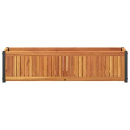 Berkfield Home Garden Planter 110x30x27.5 cm Solid Wood Acacia & Steel in Brown - thumbnail 4