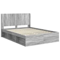 Berkfield Home Bed Frame with Storage & Headboard Grey Sonoma 150 x 200 cm - thumbnail 4