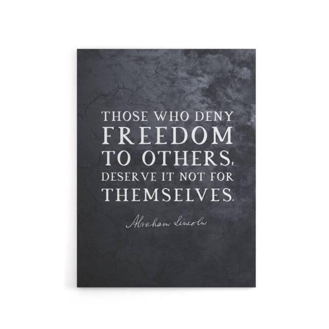 "Artery8 Abraham Lincoln Freedom Slate Quote Canvas Wall Art Print in Grey - Size: W18"" x H24""" - image 1