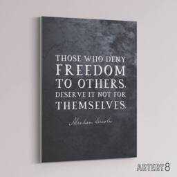 "Artery8 Abraham Lincoln Freedom Slate Quote Canvas Wall Art Print in Grey - Size: W18"" x H24""" - thumbnail 2