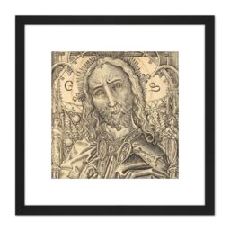 Artery8 Master ES Christ Saviour Engraving Drawing 8X8 Inch Square Wooden Framed Wall Art Print Picture with Mount in Black - thumbnail 1
