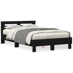 Berkfield Home Slatted Bed Frame Black Oak Engineered Wood 120 x 190 cm Solid - thumbnail 2