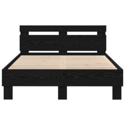 Berkfield Home Slatted Bed Frame Black Oak Engineered Wood 120 x 190 cm Solid - thumbnail 6