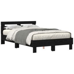 Berkfield Home Slatted Bed Frame Black Oak Engineered Wood 120 x 190 cm Solid - thumbnail 3