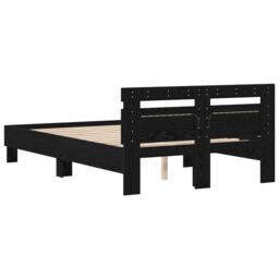 Berkfield Home Slatted Bed Frame Black Oak Engineered Wood 120 x 190 cm Solid - thumbnail 8