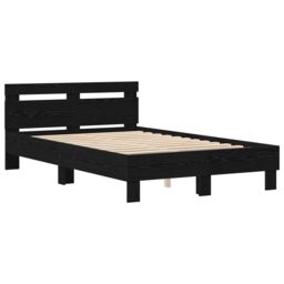 Berkfield Home Slatted Bed Frame Black Oak Engineered Wood 120 x 190 cm Solid - thumbnail 5
