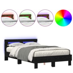 Berkfield Home Slatted Bed Frame Black Oak Engineered Wood 120 x 190 cm Solid - thumbnail 4