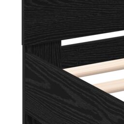 Berkfield Home Slatted Bed Frame Black Oak Engineered Wood 120 x 190 cm Solid - thumbnail 9