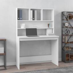Berkfield Home Desk with Shelves White 102x45x148 cm Engineered Wood - Size: 102 x 45 x 148 cm - thumbnail 2