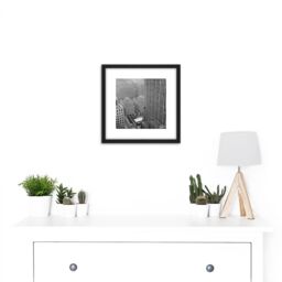 Artery8 New York Rockefeller Center Ice Skate From Above 8X8 Inch Square Wooden Framed Wall Art Print Picture with Mount in Black - thumbnail 2