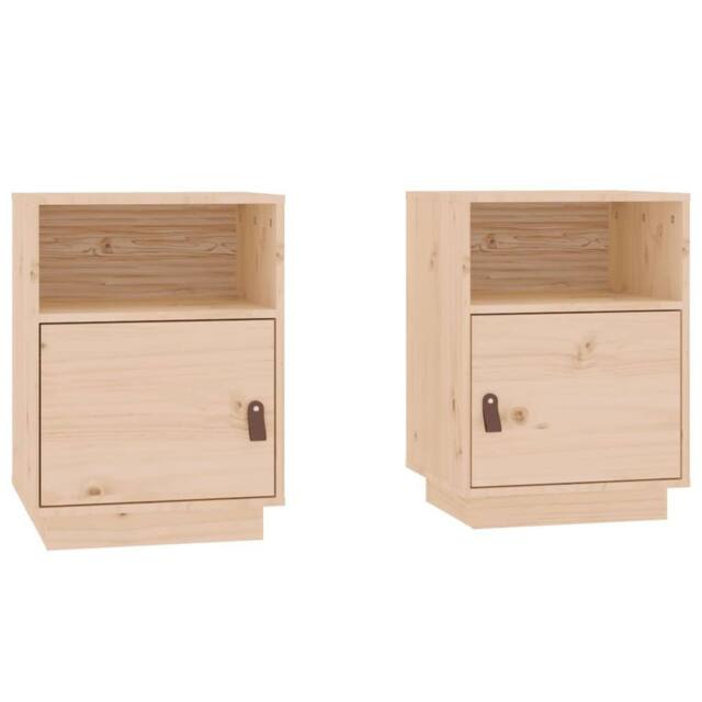 Berkfield Home Bedside Cabinets 2 pcs 40x34x55 cm Solid Wood Pine in Natural - Size: 40 x 34 x 55 cm - image 1