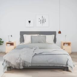 Berkfield Home Bedside Cabinets 2 pcs 40x34x55 cm Solid Wood Pine in Natural - Size: 40 x 34 x 55 cm - thumbnail 2
