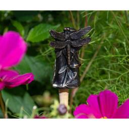 Jardinopia Dragonfly On Bamboo Cane or Stake Topper - L5 x W5.5 x H8 cm in Bronze - thumbnail 6