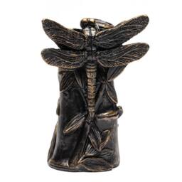 Jardinopia Dragonfly On Bamboo Cane or Stake Topper - L5 x W5.5 x H8 cm in Bronze - thumbnail 2
