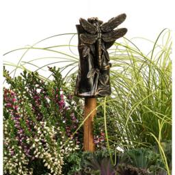 Jardinopia Dragonfly On Bamboo Cane or Stake Topper - L5 x W5.5 x H8 cm in Bronze - thumbnail 1