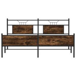 Berkfield Home Metal Bed Frame without Mattress Smoked Oak 160x200 cm in Brown - thumbnail 6