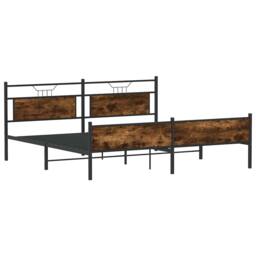 Berkfield Home Metal Bed Frame without Mattress Smoked Oak 160x200 cm in Brown - thumbnail 3