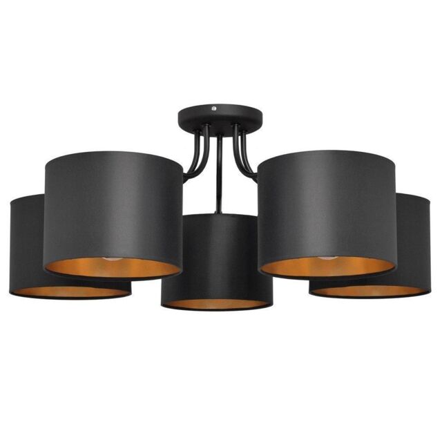 Netlighting Alba Multi Arm Semi Flush Ceiling Light Black Gold 70cm