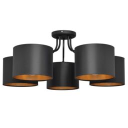 Netlighting Alba Multi Arm Semi Flush Ceiling Light Black Gold 70cm