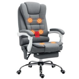 VINSETTO Ergonomic Heated 6 Points Vibration Massage Office Chair in Grey - thumbnail 2