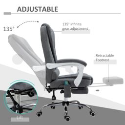VINSETTO Ergonomic Heated 6 Points Vibration Massage Office Chair in Grey - thumbnail 6
