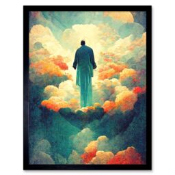 "Artery8 Wall Art Print Saint Peter Heaven Modern Christian Art God Jesus Art Framed in Black - Size: W12"" x H16""" - thumbnail 1