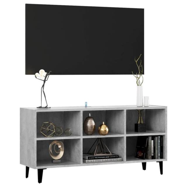 Berkfield Home TV Cabinet with Metal Legs Concrete Grey 103.5x30x50 cm - image 1