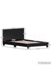 Home Discount Vida Designs Lisbon Small Double Faux Leather Bed Frame UKFR Fabric in Black - thumbnail 2