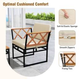 Costway 7 Piece Outdoor Conversation Set Metal Sectional Sofa Set w/ Cushions in Beige - thumbnail 8