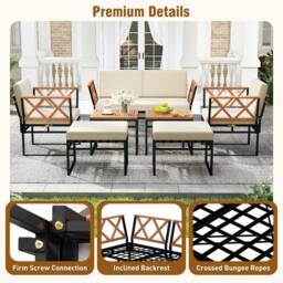 Costway 7 Piece Outdoor Conversation Set Metal Sectional Sofa Set w/ Cushions in Beige - thumbnail 6