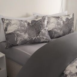 OHS Marble Duvet Cover Set Quilt Bedding Reversible in Grey - Size: King - thumbnail 3