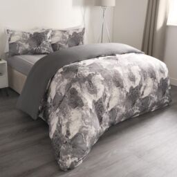 OHS Marble Duvet Cover Set Quilt Bedding Reversible in Grey - Size: King - thumbnail 2