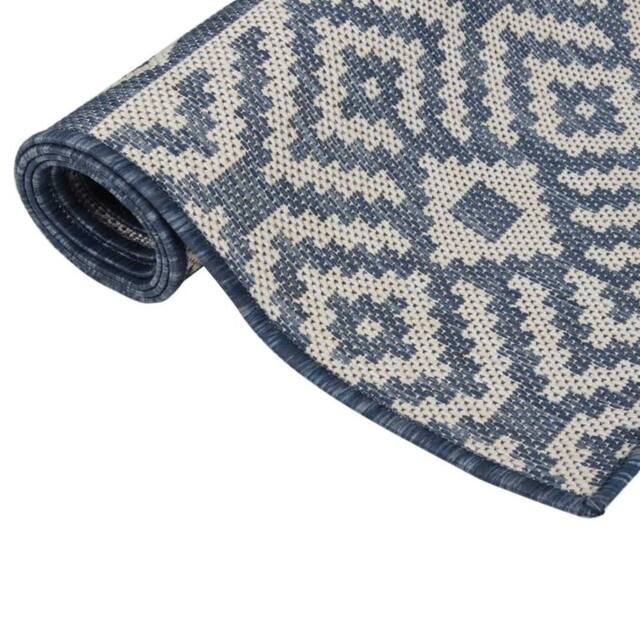 Berkfield Home Outdoor Flatweave Rug 160x230 cm Blue Stripes - Size: 100 cm diameter - image 1