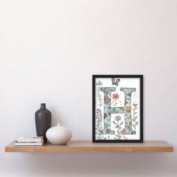 Artery8 Women's Wall Art Print Letter H Wildflower Garden Watercolour Butterfly Floral Word Art Framed - Size: A4 - thumbnail 4