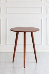 MH London Round Solid Mango Wood Side Table, Bedside End Table for Living Room & Bedroom - Judy in Walnut - thumbnail 3