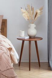 MH London Round Solid Mango Wood Side Table, Bedside End Table for Living Room & Bedroom - Judy in Walnut - thumbnail 2