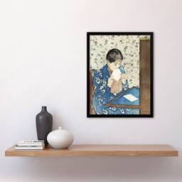 Artery8 Letter Woman Sealing Envelope Cassatt Vintage Framed Wall Art Print - Size: A4 - thumbnail 4
