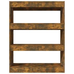 Berkfield Home Book Cabinet/Room Divider Smoked Oak 80x30x103 cm Engineered wood in Brown - Size: 80 x 30 x 103 cm - thumbnail 3
